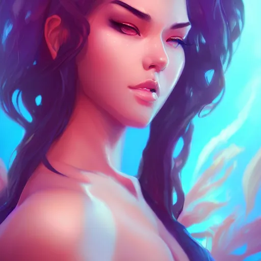 Image similar to a portrait of a beautiful bikini model, art by lois van baarle and loish and ross tran and rossdraws and sam yang and samdoesarts, digital art, highly detailed, intricate, sharp focus, Trending on Artstation HQ, deviantart, unreal engine 5, 4K UHD image