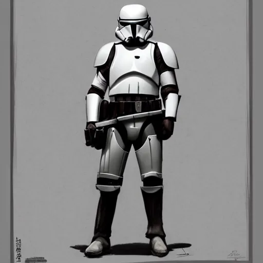 Image similar to an imperial stormtrooper walking, full body photography, concept art by Doug Chiang cinematic, realistic painting, high definition, concept art, the Mandalorian concept art style