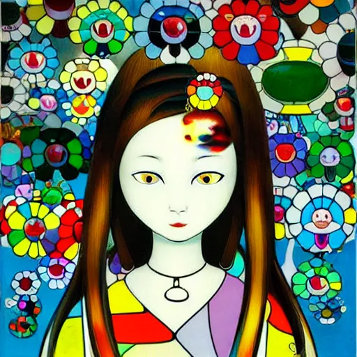 Image similar to a surreal portrait of a girl by takashi murakami