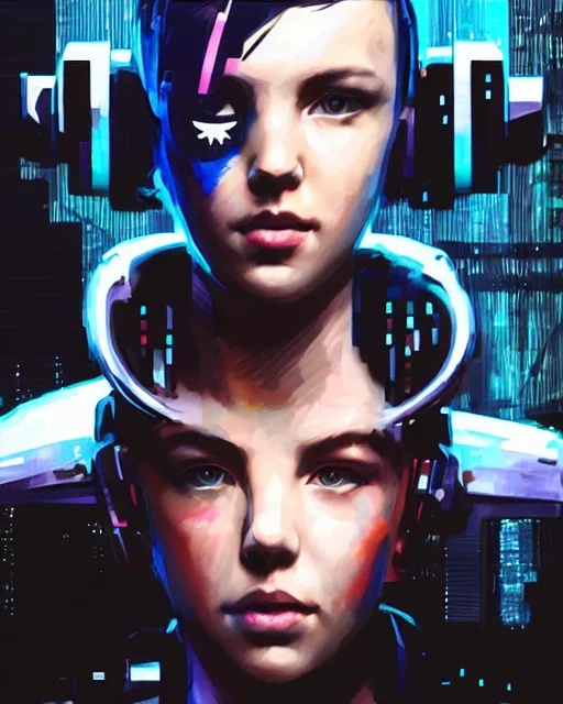 Image similar to epic portrait of cyberpunk millie bobby brown by yoji shinkawa