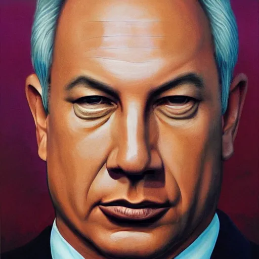 Prompt: portrait of binyamin netanyahu by alex grey, high deatil
