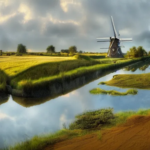 Image similar to Dutch landscape, photorealistic, 8K, detailed, clogs