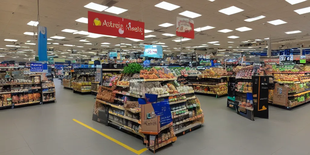 Image similar to mars rover inside albert heijn super market