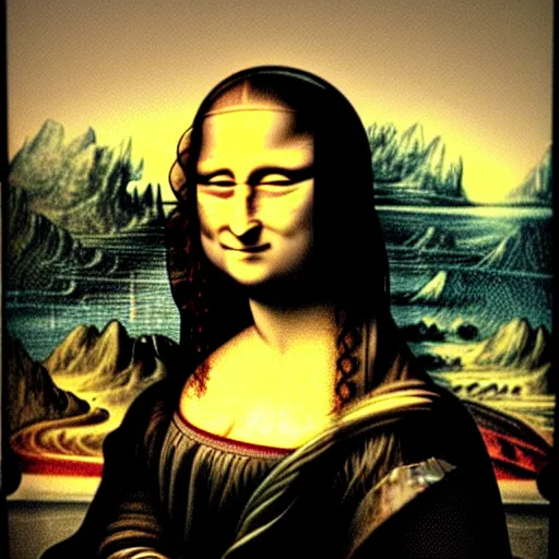 Image similar to the mona lisa in the style of dan hillier