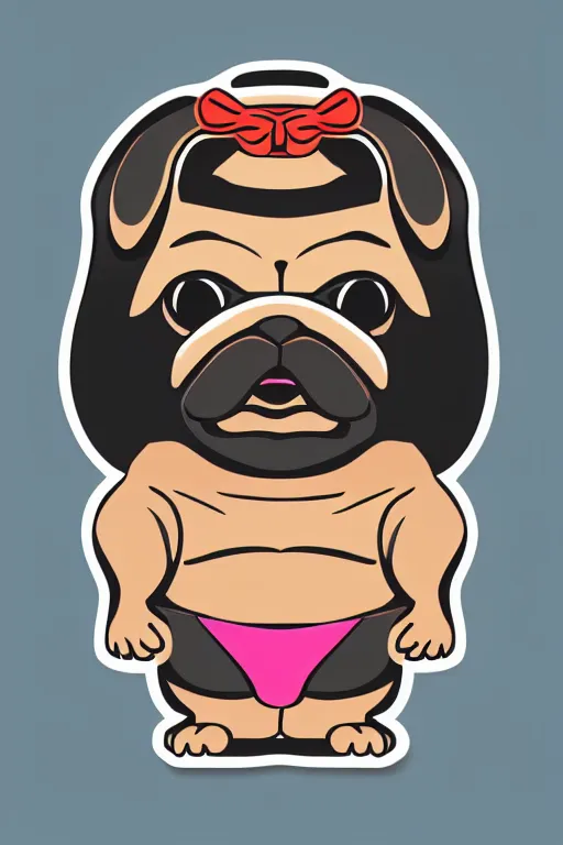 Image similar to Sumo wrestler pug, sticker, colorful, illustration, highly detailed, simple, smooth and clean vector curves, no jagged lines, vector art, smooth