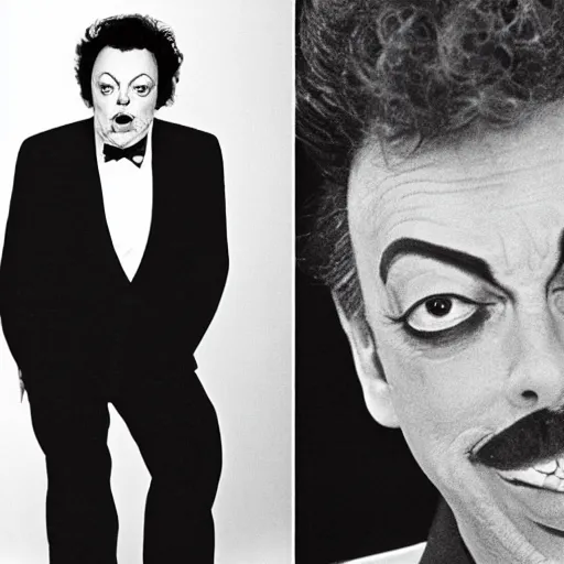 Prompt: Tim Curry slyly posing for the camera