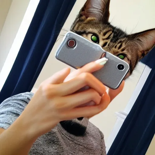 Image similar to a cat girl, selfie