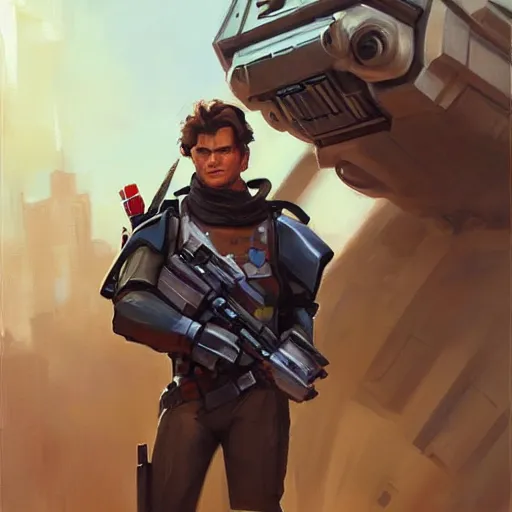 Image similar to greg manchess portrait painting of armored han solo as overwatch character, medium shot, asymmetrical, profile picture, organic painting, sunny day, matte painting, bold shapes, hard edges, street art, trending on artstation, by huang guangjian and gil elvgren and sachin teng