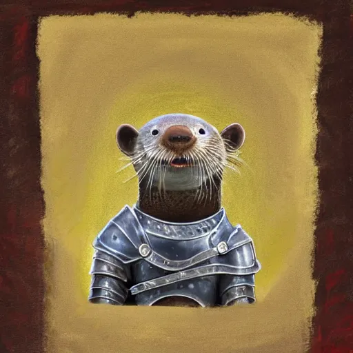 Image similar to portrait of warrior otter, shiny armor, by lindsey kustusch.