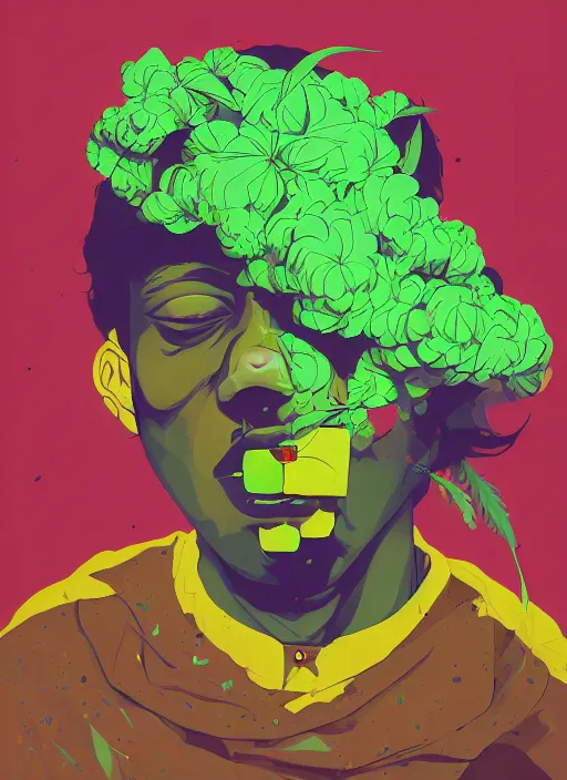 Image similar to profile picture by sachin teng x ofwgkta, marijuana, organic painting, asymmetrical, green, marijuana smoke, matte paint, hard edges, energetic