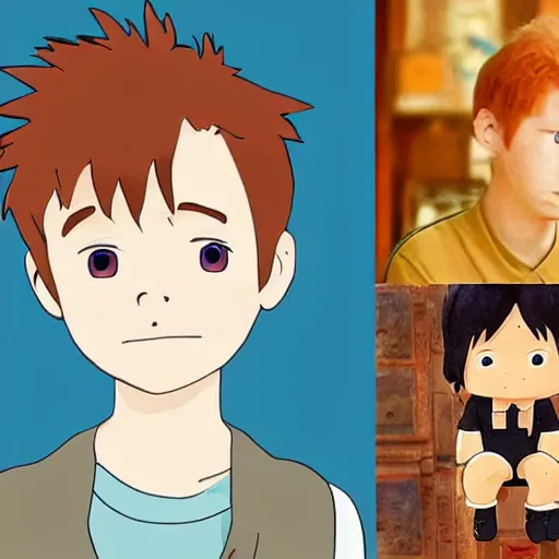 Prompt: chibi scruffy ginger boy, twitch streamer, studio ghibli,