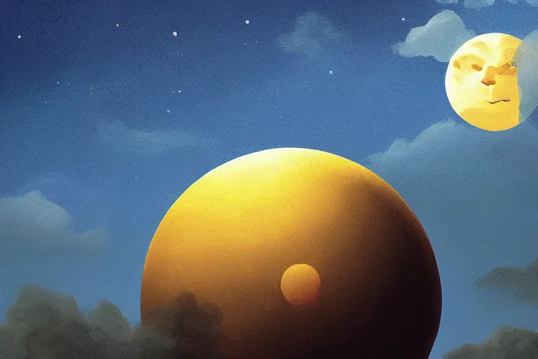 Image similar to sun, moon, sky, digital painting, illustrated by max hay