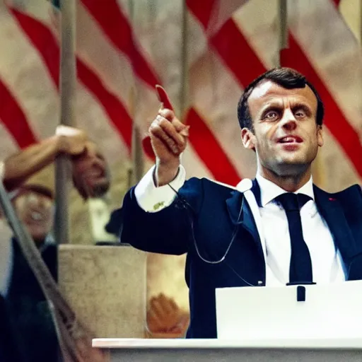 Image similar to Emmanuel Macron in Wolf of Wall Street