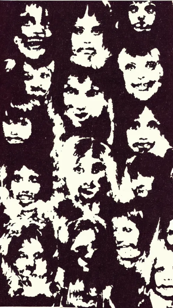 Prompt: occult satanic yearbook photo, 1 9 8 0 s, double exposure