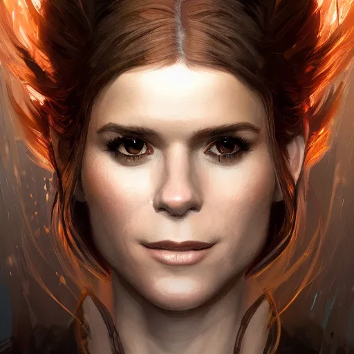 Image similar to a portrait of kate mara as a sorceress, urban motifs, intricate, elegant, highly detailed, digital painting, trending on artstation, concept art, smooth sharp focus, illustration, art by artgerm and greg rutkowski