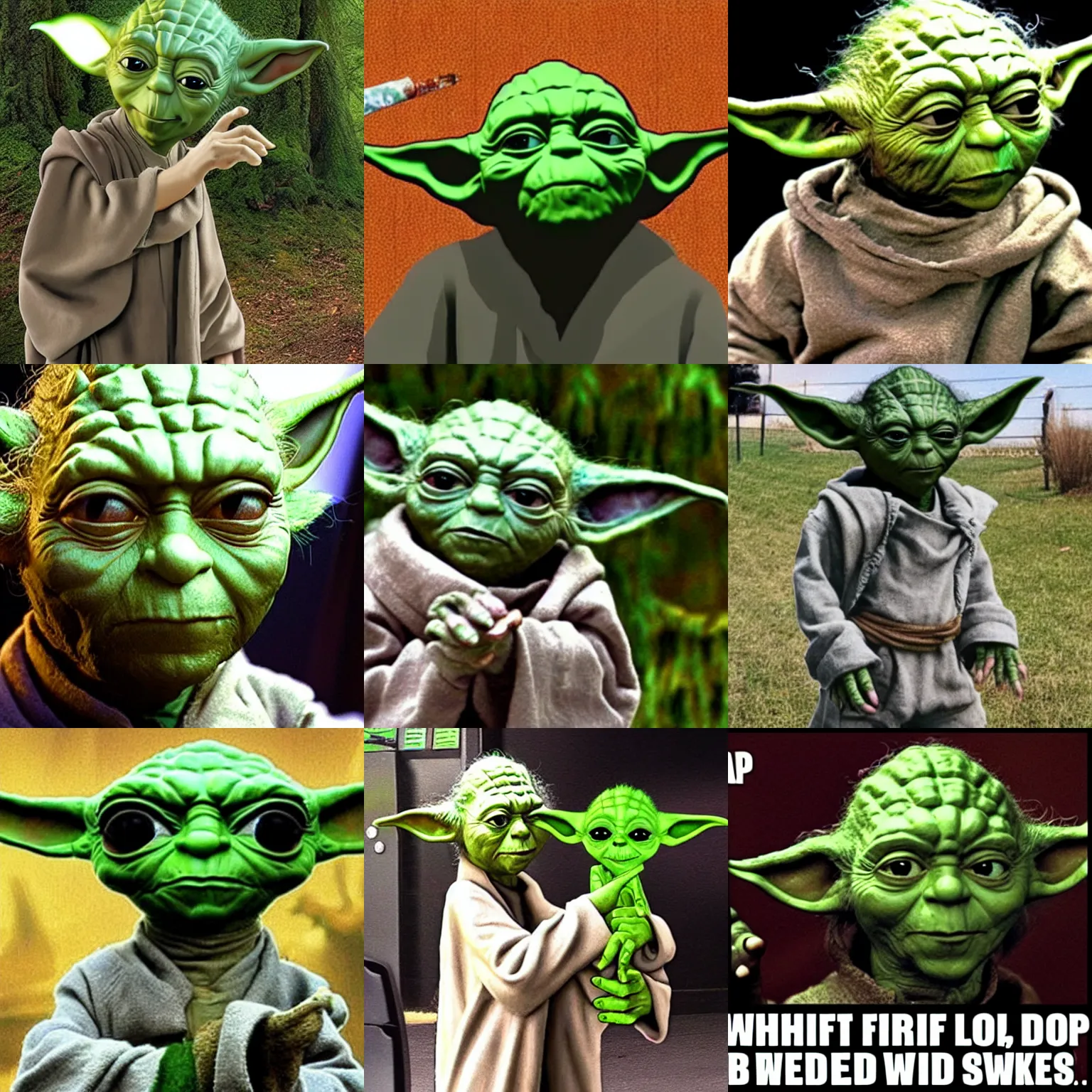 Prompt: what if yoda was 7 feet tall and smoked weed?