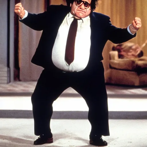 Image similar to danny devito frank reynolds's wolverine action pose