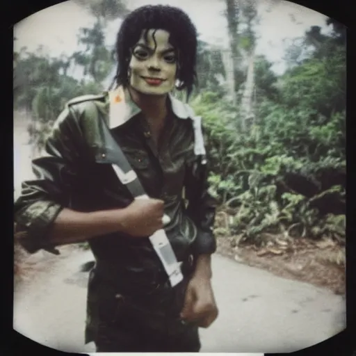 Image similar to polaroid photo of michael jackson in vietnam