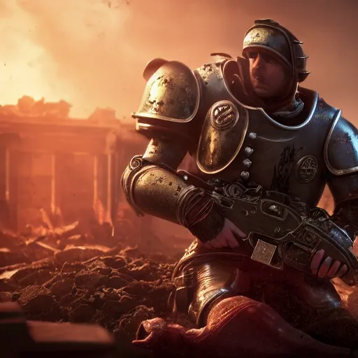 Image similar to Peppa pig as Emperor Napoleon in Gears of War, splash art, movie still, cinematic lighting, dramatic, octane render, long lens, shallow depth of field, bokeh, anamorphic lens flare, 8k, hyper detailed, 35mm film grain