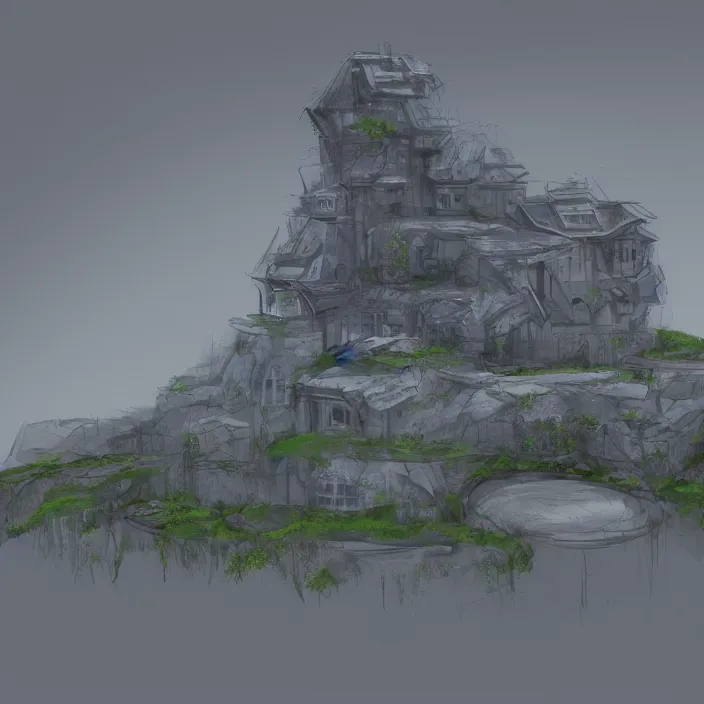 Image similar to a building in a landscape, trending on conceptartworld