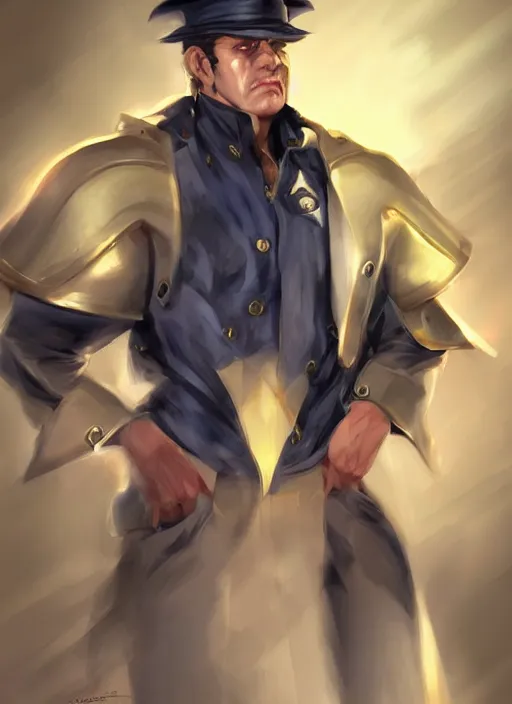Prompt: Realistic Jotaro Kujo, elegant, digital painting, concept art, smooth, sharp focus, illustration, from StarCraft by Ruan Jia and Mandy Jurgens and Artgerm and William-Adolphe Bouguerea