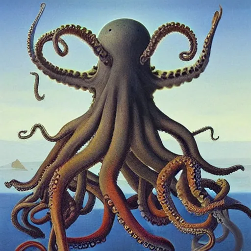 Prompt: octopus as monster boss by zdzisław beksiński