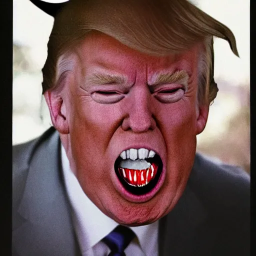Image similar to a shot of donald trump as a demon, photorealistic, natural light, by annie leibowitz