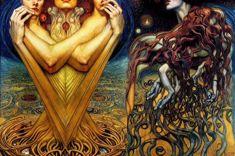 Image similar to Divine Chaos Engine by Karol Bak, Jean Delville, William Blake, Gustav Klimt, and Vincent Van Gogh, symbolist, visionary