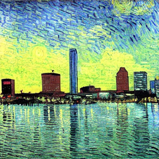 Prompt: downtown Tampa skyline by Van Gogh