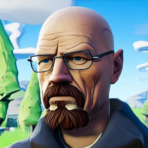 Prompt: walter white in fortnite lobby 3 d avatar skin