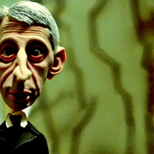 Image similar to claymation anthony fauci by jan svankmajer, hyperrealistic, very detailed, tim burton, 3 5 mm film still, gothic, horror, eldritch