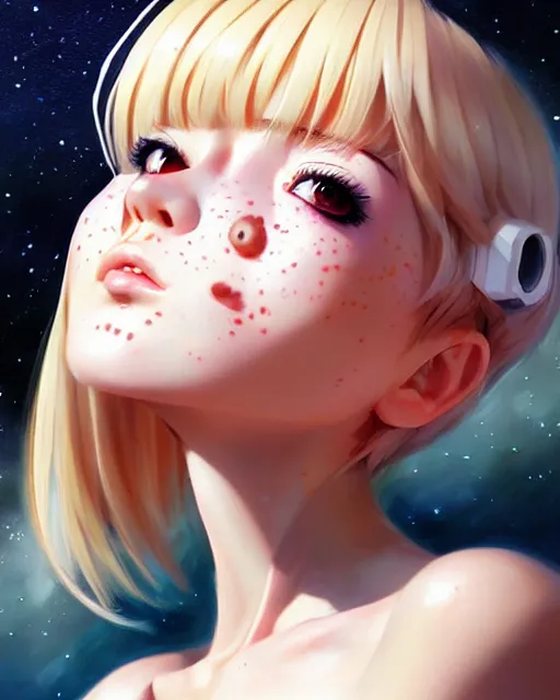 Image similar to portrait anime space cadet girl cute - fine - face, pretty face, realistic shaded perfect face, fine details. anime. realistic shaded lighting by ilya kuvshinov giuseppe dangelico pino and michael garmash and rob rey, iamag premiere, aaaa achievement collection, elegant freckles, fabulous, eyes open in wonder