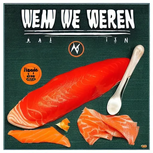 Prompt: ween album cover composed of smoked salmon