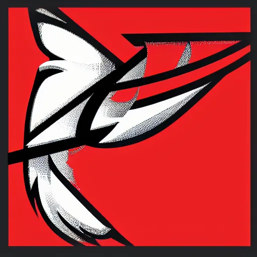 Image similar to geometric white eagle, flying above an open black book, icon, red background, vector, simple logo, cgsociety, artstation