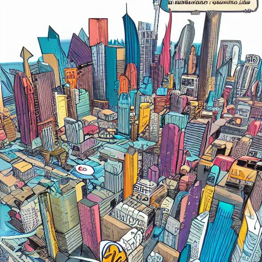 Image similar to complex furturistic city, comic book art style