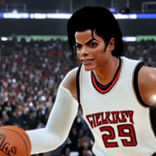 Image similar to a video game still of michael jackson in nba 2 k 2 2