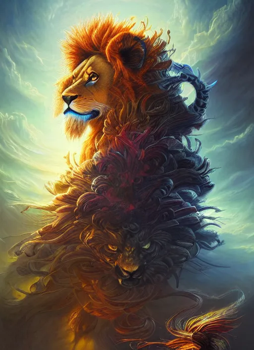 Prompt: a lion samurai, extremly detailed digital painting, vibrant colors, in the style of tomasz alen kopera and fenghua zhong and peter mohrbacher, mystical colors, rim light, beautiful lighting, 8 k, stunning scene, raytracing, octane, trending on artstation