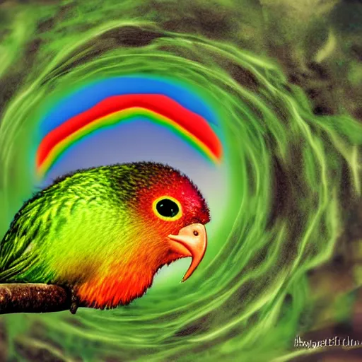 Prompt: a rainbow kiwi bird