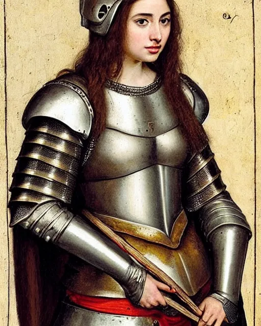 Prompt: medieval portrait of stunning ana de armas, dressed as an armored knight, perfect face, in the style of eugene de blaas