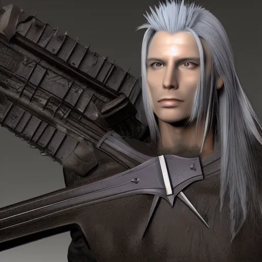 Image similar to sephiroth is mario, a computer rendering by h. r. giger, trending on zbrush central, neoplasticism, zbrush, reimagined by industrial light and magic, # vfxfriday