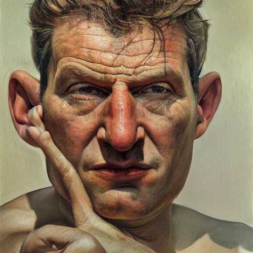 Image similar to high quality high detail painting by lucian freud, hd, portrait of spiderman, photorealistic lighting