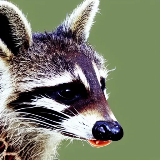 Prompt: photo of a hybrid between a raccoon and a giraffe