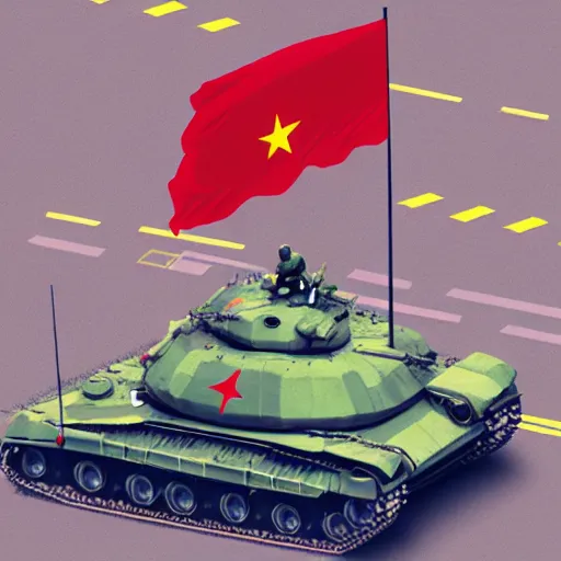 Image similar to tiananmen square tank man as an anime, digital art, 4 k