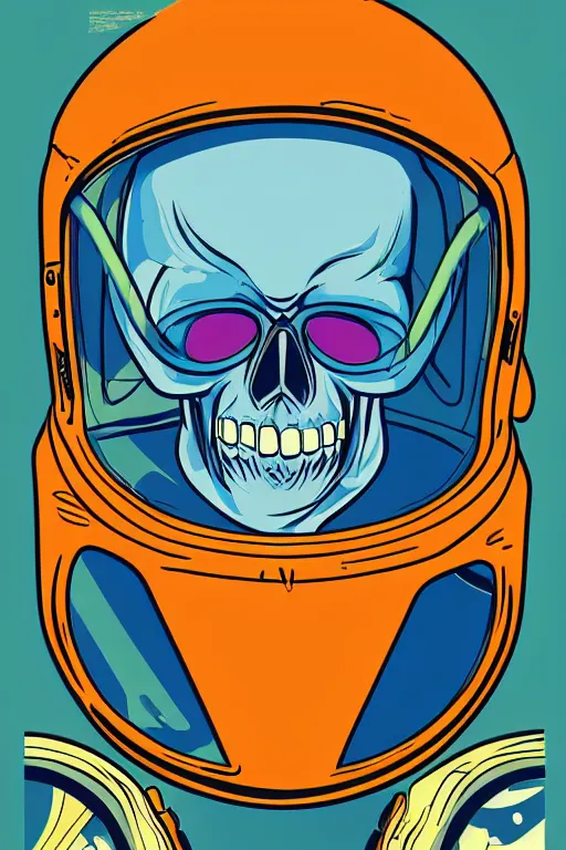 Image similar to portrait of a astronaut skeletor, art by butcher billy, sticker, colorful, illustration, highly detailed, simple, smooth and clean vector curves, no jagged lines, vector art, smooth