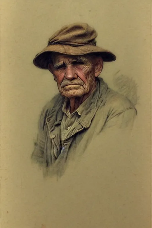 Image similar to ( ( ( ( ( 1 9 5 0 s retro middle age sad farmer face portrait. muted colors. ) ) ) ) ) by jean - baptiste monge!!!!!!!!!!!!!!!!!!!!!!!!!!!!!!