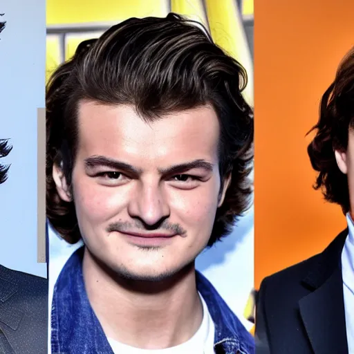 Image similar to joe keery, stranger things actor, anime, jojo's bizarre adventures, epic, steve harrington