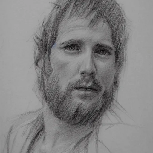 Image similar to olivier newton john looking down from heaven pencil sketch,