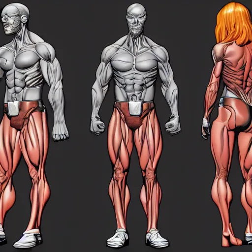 Image similar to x - men character muscular anatomy study, high resolution,