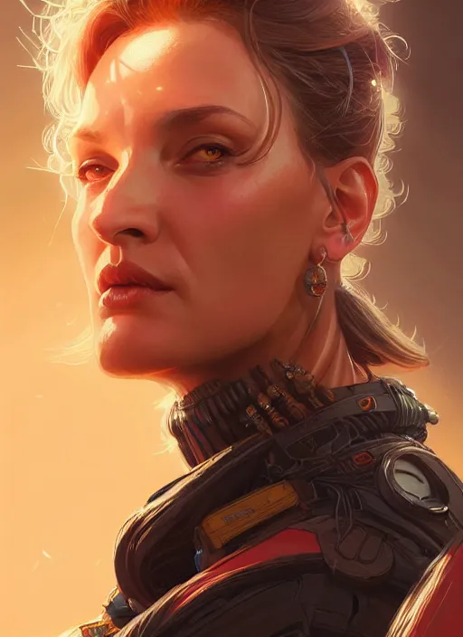 Image similar to portrait of apex legends uma thurman, intricate, elegant, glowing lights, highly detailed, digital painting, artstation, glamor pose, concept art, smooth, sharp focus, illustration, art by artgerm and greg rutkowski, artey freytag