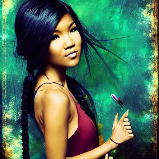 Prompt: jhene aiko, creative photo manipulation, creative photoshop, digital art